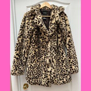 Me Jane Animal Print Faux Fur Coat Size Small